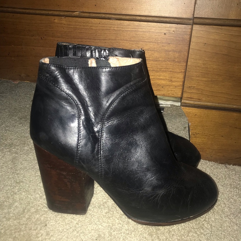 Jeffrey Campbell black leather heeled boots